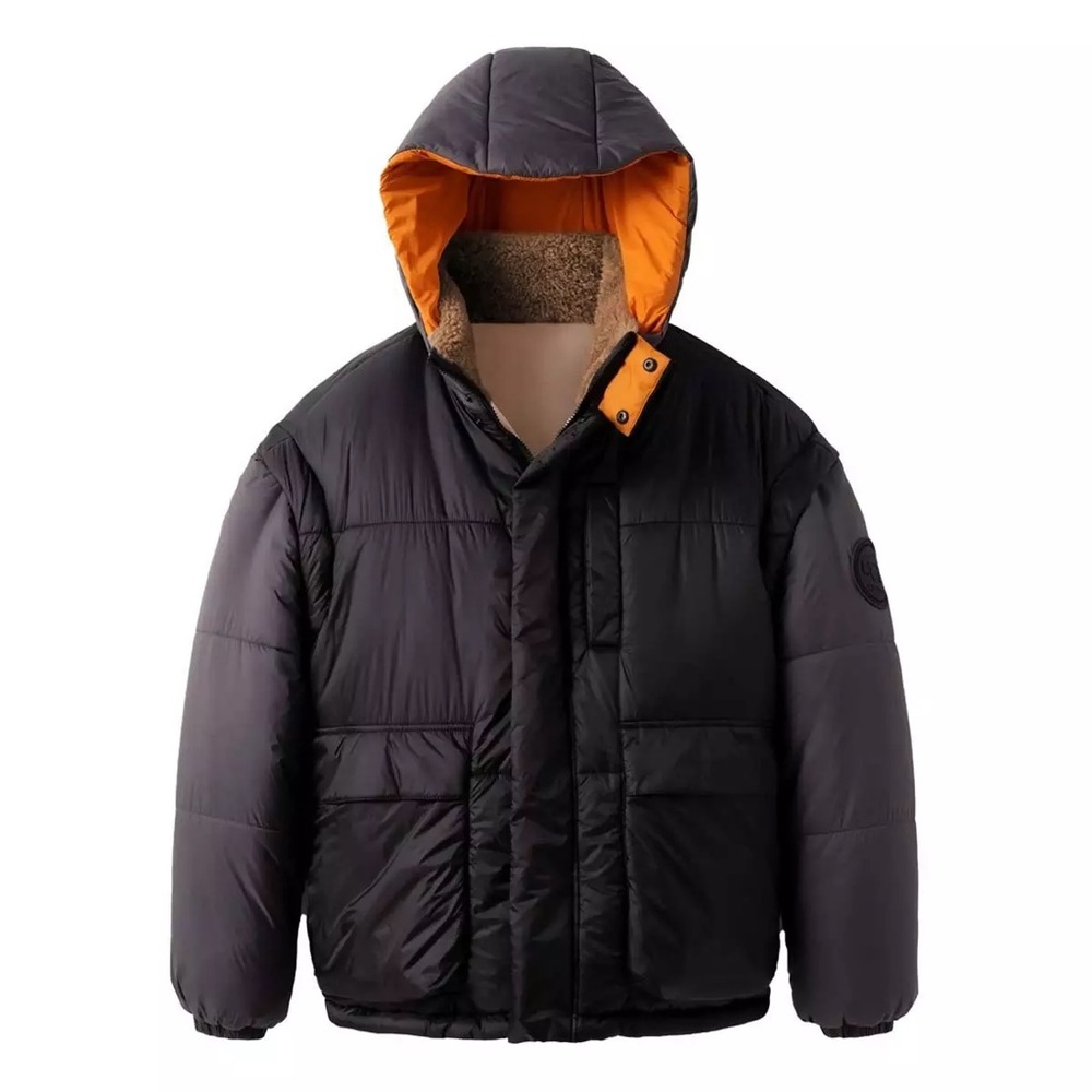 UGG Kristian Convertible Reversible Hooded Puffer Jacket L/XL Black/Ivory